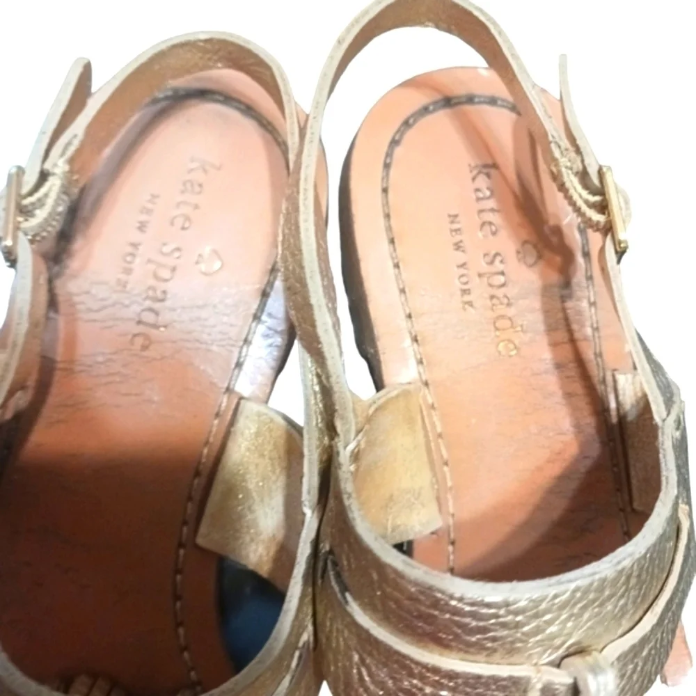 Kate Spade Carlita Sandals Gold Leather with Tassles